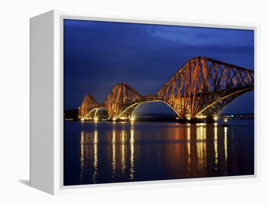 Forth Railway Bridge at Night, Queensferry, Edinburgh, Lothian, Scotland, United Kingdom-Neale Clarke-Framed Premier Image Canvas