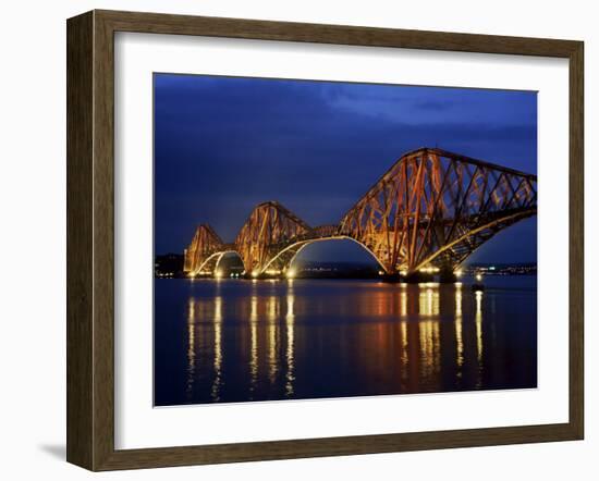 Forth Railway Bridge at Night, Queensferry, Edinburgh, Lothian, Scotland, United Kingdom-Neale Clarke-Framed Photographic Print