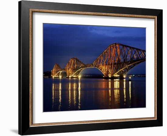 Forth Railway Bridge at Night, Queensferry, Edinburgh, Lothian, Scotland, United Kingdom-Neale Clarke-Framed Photographic Print