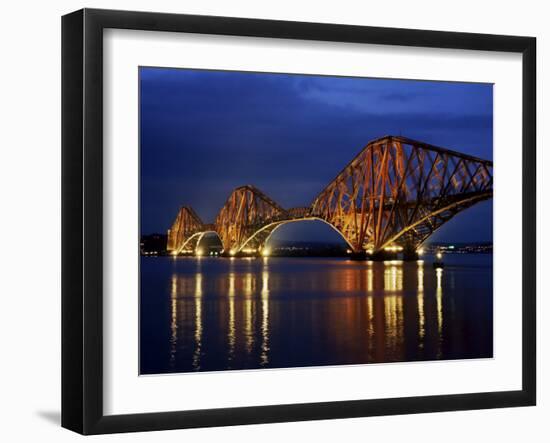 Forth Railway Bridge at Night, Queensferry, Edinburgh, Lothian, Scotland, United Kingdom-Neale Clarke-Framed Photographic Print