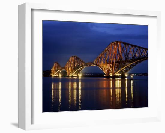 Forth Railway Bridge at Night, Queensferry, Edinburgh, Lothian, Scotland, United Kingdom-Neale Clarke-Framed Photographic Print