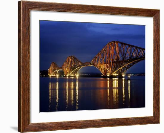 Forth Railway Bridge at Night, Queensferry, Edinburgh, Lothian, Scotland, United Kingdom-Neale Clarke-Framed Photographic Print