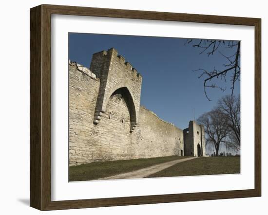 Fortified Wall and Entrance to the Medieval Town of Visby, Gotland Island, Southern Sweden-Kim Walker-Framed Photographic Print