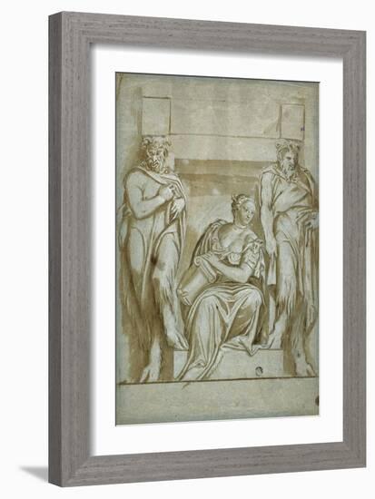 Fortitude (Or Strength) Flanked by Two Satyrs-Veronese-Framed Giclee Print