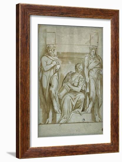 Fortitude (Or Strength) Flanked by Two Satyrs-Veronese-Framed Giclee Print