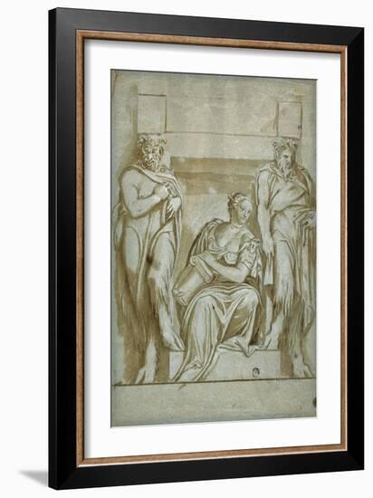 Fortitude (Or Strength) Flanked by Two Satyrs-Veronese-Framed Giclee Print