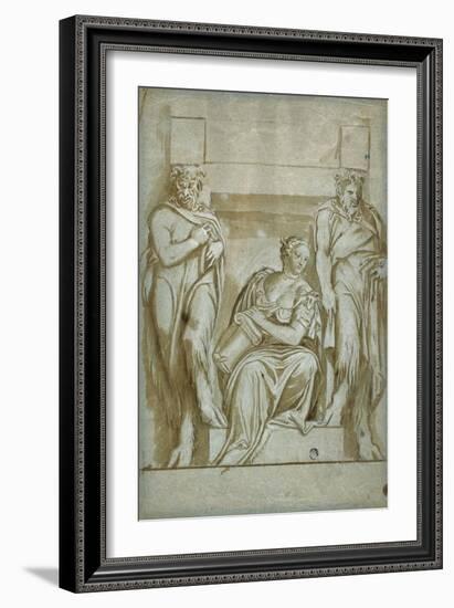 Fortitude (Or Strength) Flanked by Two Satyrs-Veronese-Framed Giclee Print