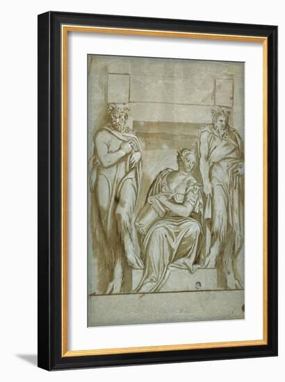 Fortitude (Or Strength) Flanked by Two Satyrs-Veronese-Framed Giclee Print