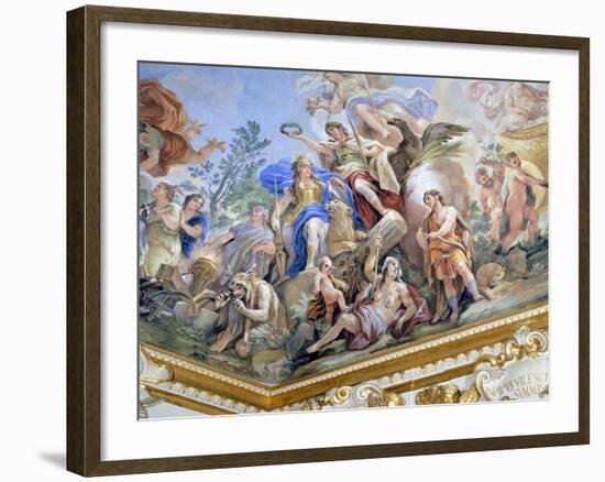 Fortress, Detail of Cycle of Frescoes in Hall of Mirrors of Cycle by Luca Giordano-null-Framed Giclee Print