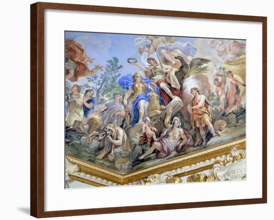 Fortress, Detail of Cycle of Frescoes in Hall of Mirrors of Cycle by Luca Giordano-null-Framed Giclee Print