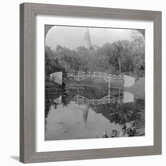 Fortress Gardens and the Shwedagon Pagoda, Rangoon, Burma, C1900s-Underwood & Underwood-Framed Photographic Print