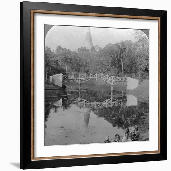 Fortress Gardens and the Shwedagon Pagoda, Rangoon, Burma, C1900s-Underwood & Underwood-Framed Photographic Print