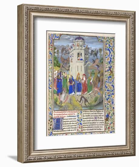 Fortress of Faith (Miniature of the Saints Gregory, Augustine, Jerome, and Ambrose Fighting Demon)-Loyset Liédet-Framed Giclee Print