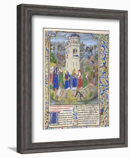 Fortress of Faith (Miniature of the Saints Gregory, Augustine, Jerome, and Ambrose Fighting Demon)-Loyset Liédet-Framed Giclee Print