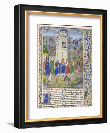 Fortress of Faith (Miniature of the Saints Gregory, Augustine, Jerome, and Ambrose Fighting Demon)-Loyset Liédet-Framed Giclee Print