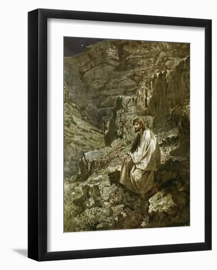 Forty Days in the Wilderness, Tempted by Satan-William Brassey Hole-Framed Giclee Print