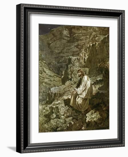 Forty Days in the Wilderness, Tempted by Satan-William Brassey Hole-Framed Giclee Print