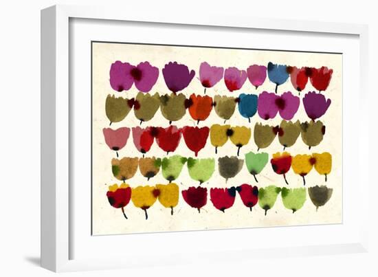 Forty Five Tulips, 2023 (Watercolour)-Jenny Frean-Framed Giclee Print