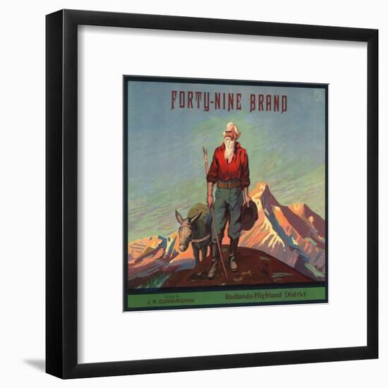 Forty-Nine Brand - Redlands, California - Citrus Crate Label-Lantern Press-Framed Art Print