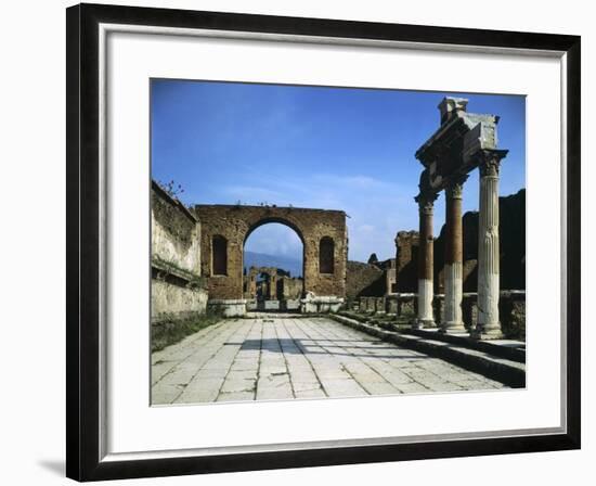Forum Showing Entrance of Macellum on Right and in Background Arch of Triumph-null-Framed Giclee Print