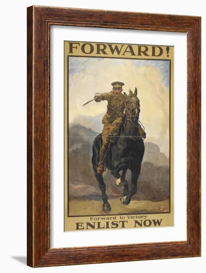 "Forward !" Forward To Victory. Enlist Now'. a Recruitment Poster Showing a British Cavalryman-null-Framed Giclee Print