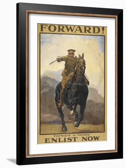 "Forward !" Forward To Victory. Enlist Now'. a Recruitment Poster Showing a British Cavalryman-null-Framed Giclee Print