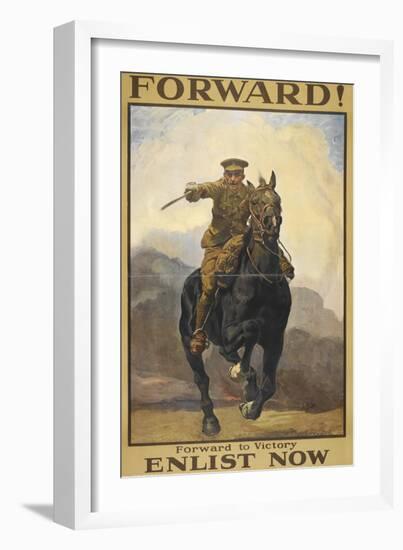 "Forward !" Forward To Victory. Enlist Now'. a Recruitment Poster Showing a British Cavalryman-null-Framed Giclee Print