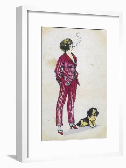 Forward Young Woman Wears a Cerise Pink and Red Pyjama Suit-Xavier Sager-Framed Art Print