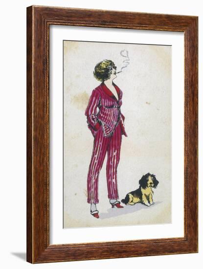 Forward Young Woman Wears a Cerise Pink and Red Pyjama Suit-Xavier Sager-Framed Art Print