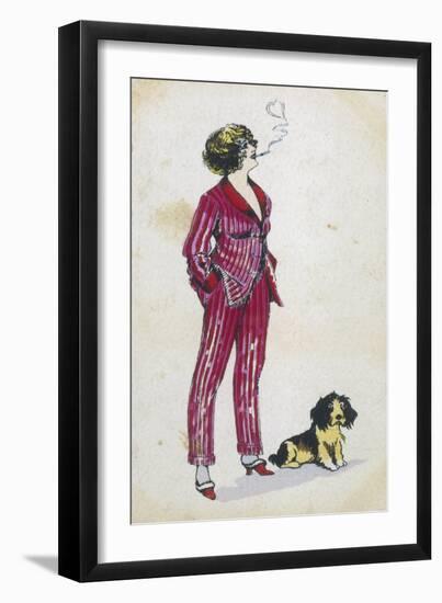 Forward Young Woman Wears a Cerise Pink and Red Pyjama Suit-Xavier Sager-Framed Art Print