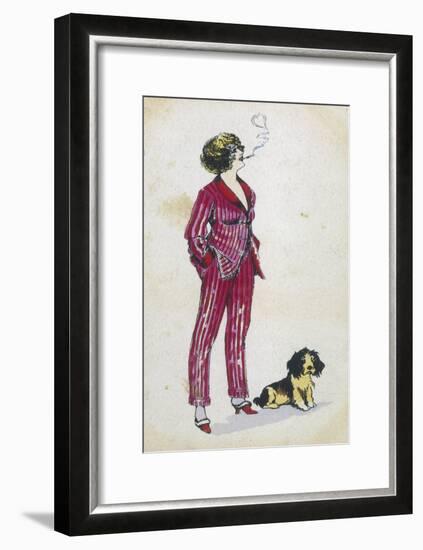 Forward Young Woman Wears a Cerise Pink and Red Pyjama Suit-Xavier Sager-Framed Art Print