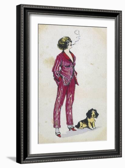 Forward Young Woman Wears a Cerise Pink and Red Pyjama Suit-Xavier Sager-Framed Art Print