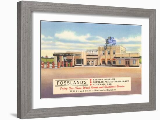 Fossland's Service Station-null-Framed Premium Giclee Print
