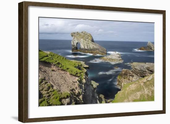 Foula Part of Shetland Islands. Cliffs in North at East Hoevdi with Natural Arch Gaada Stack-Martin Zwick-Framed Photographic Print