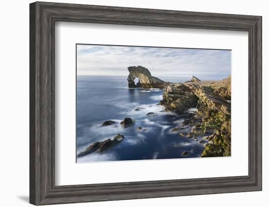 Foula Part of Shetland Islands. Cliffs in North at East Hoevdi with Natural Arch Gaada Stack-Martin Zwick-Framed Photographic Print