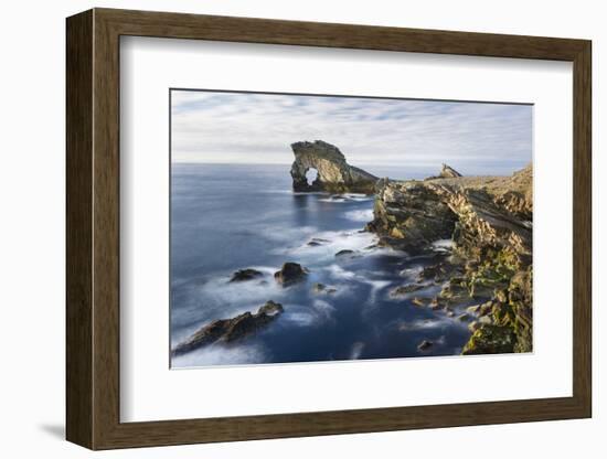 Foula Part of Shetland Islands. Cliffs in North at East Hoevdi with Natural Arch Gaada Stack-Martin Zwick-Framed Photographic Print