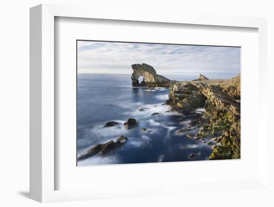 Foula Part of Shetland Islands. Cliffs in North at East Hoevdi with Natural Arch Gaada Stack-Martin Zwick-Framed Photographic Print