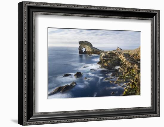 Foula Part of Shetland Islands. Cliffs in North at East Hoevdi with Natural Arch Gaada Stack-Martin Zwick-Framed Photographic Print