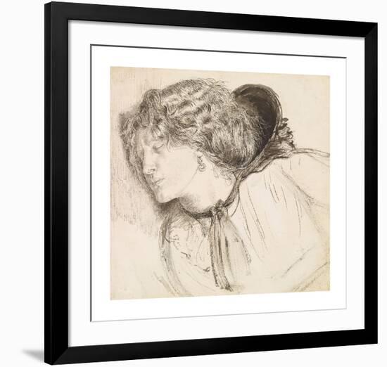 Found - Study for the Head of the Girl-Dante Gabriel Rossetti-Framed Premium Giclee Print