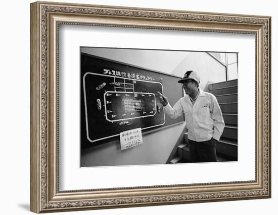 Founder of Honda, Soichura Honda Pointing to Car Race Model, Tokyo, Japan, 1967-Takeyoshi Tanuma-Framed Photographic Print