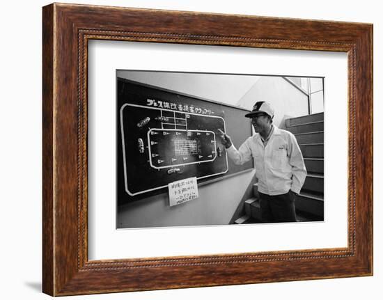 Founder of Honda, Soichura Honda Pointing to Car Race Model, Tokyo, Japan, 1967-Takeyoshi Tanuma-Framed Photographic Print