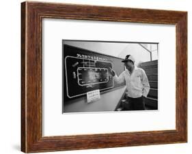 Founder of Honda, Soichura Honda Pointing to Car Race Model, Tokyo, Japan, 1967-Takeyoshi Tanuma-Framed Photographic Print