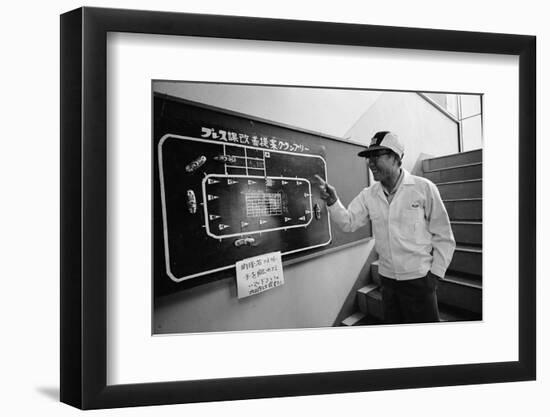 Founder of Honda, Soichura Honda Pointing to Car Race Model, Tokyo, Japan, 1967-Takeyoshi Tanuma-Framed Photographic Print