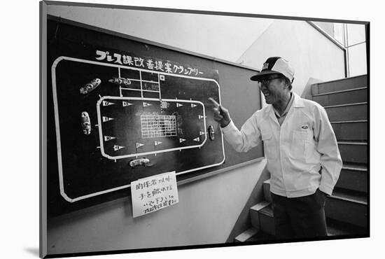 Founder of Honda, Soichura Honda Pointing to Car Race Model, Tokyo, Japan, 1967-Takeyoshi Tanuma-Mounted Photographic Print