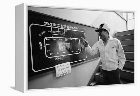 Founder of Honda, Soichura Honda Pointing to Car Race Model, Tokyo, Japan, 1967-Takeyoshi Tanuma-Framed Premier Image Canvas