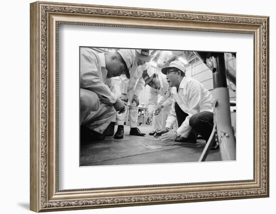 Founder of Honda, Soichura Honda Speaking to Engineers at Honda Plant, Tokyo, Japan, 1967-Takeyoshi Tanuma-Framed Photographic Print