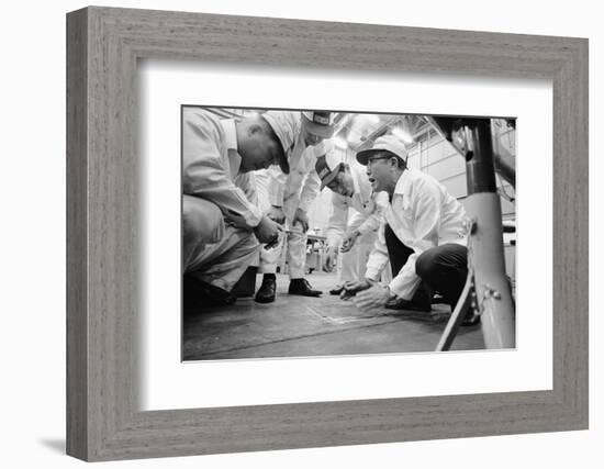 Founder of Honda, Soichura Honda Speaking to Engineers at Honda Plant, Tokyo, Japan, 1967-Takeyoshi Tanuma-Framed Photographic Print