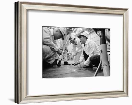 Founder of Honda, Soichura Honda Speaking to Engineers at Honda Plant, Tokyo, Japan, 1967-Takeyoshi Tanuma-Framed Photographic Print