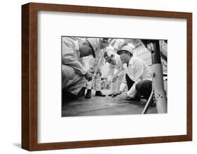Founder of Honda, Soichura Honda Speaking to Engineers at Honda Plant, Tokyo, Japan, 1967-Takeyoshi Tanuma-Framed Photographic Print