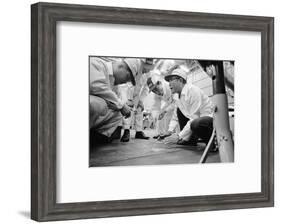Founder of Honda, Soichura Honda Speaking to Engineers at Honda Plant, Tokyo, Japan, 1967-Takeyoshi Tanuma-Framed Photographic Print